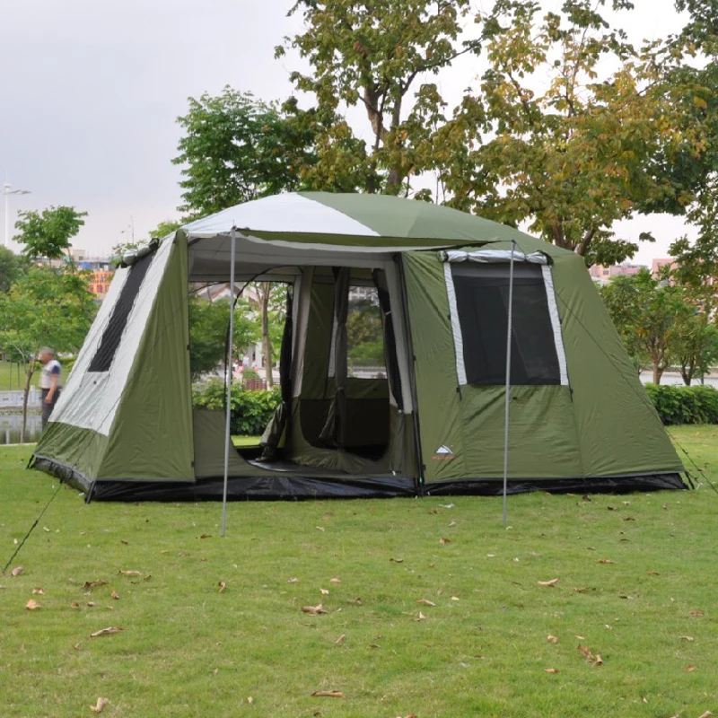 Один зал две спальни ultralarge 8-12 человек использовать Двойной Слой Непромокаемые непромокаемые fimily палатка для вечерние