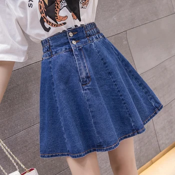 

Mini High Waist Denim Skirt Woman Sale Summer Blue Sky Blue And White Jeans Skirts For Women Korean Style Fashion Ladies Saias