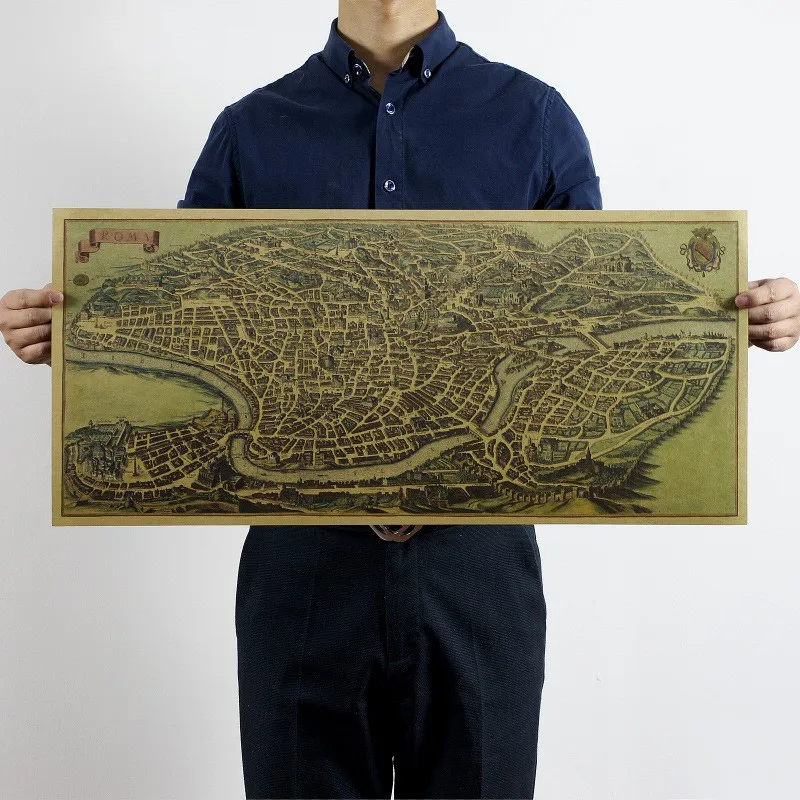 

Ancient Rome Retro World Map Vintage Poster Wall Bar House Art Decoration Painting 72x32CM