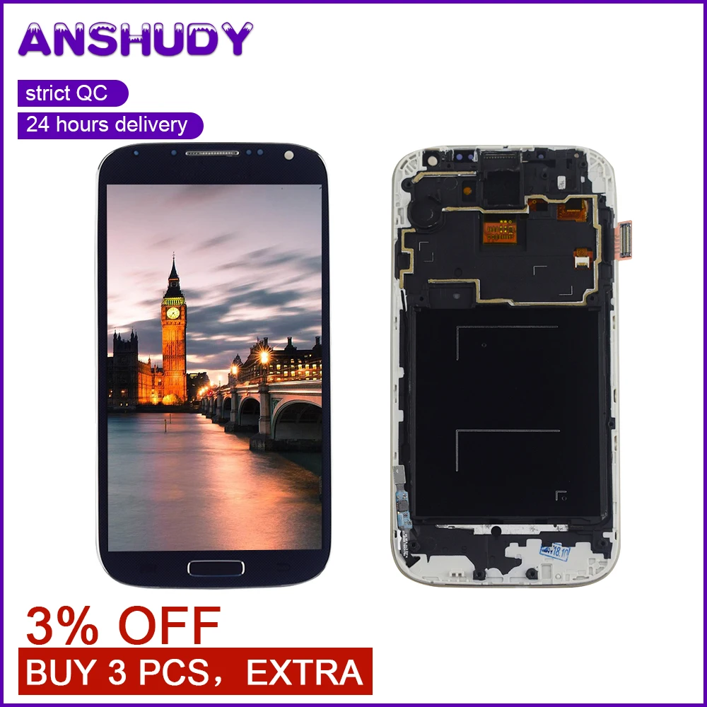 I9500 LCD для Samsung S4 дисплей кодирующий преобразователь сенсорного экрана в сборе Galaxy