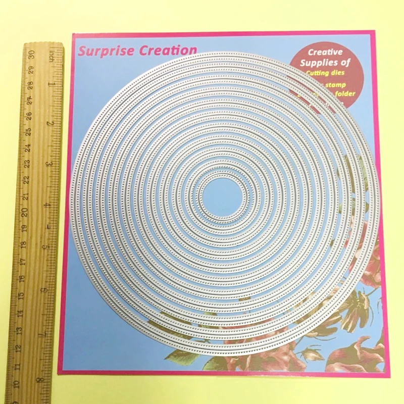 

11-Piece Large cutting dies Piercing Circles 18.5x18.5cm Scrapbook DIY Cardmaking Paper Crafting Metal Stencil