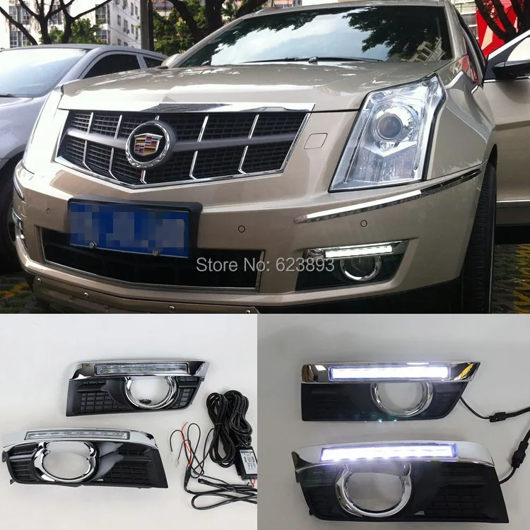 Car styling For Cadillac SRX 2010 2015 2x White LED Daytime Day Fog
