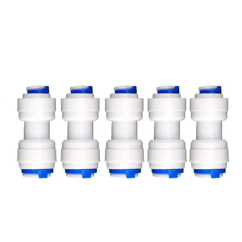 

5 PCS 3/8" to 1/4"Tub OD Quick Connect Tube Fittings I-Type Straight Connector for RO Water Systems Water Purifier Accessories
