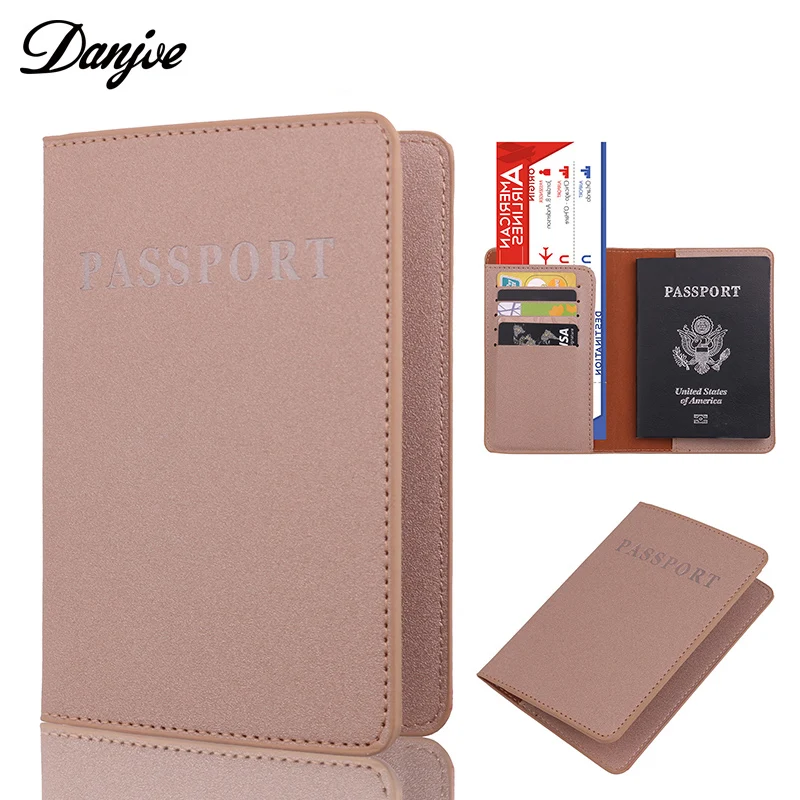 Men Women Leather Passport Cover with 5 Credit Card Slots PU Leather