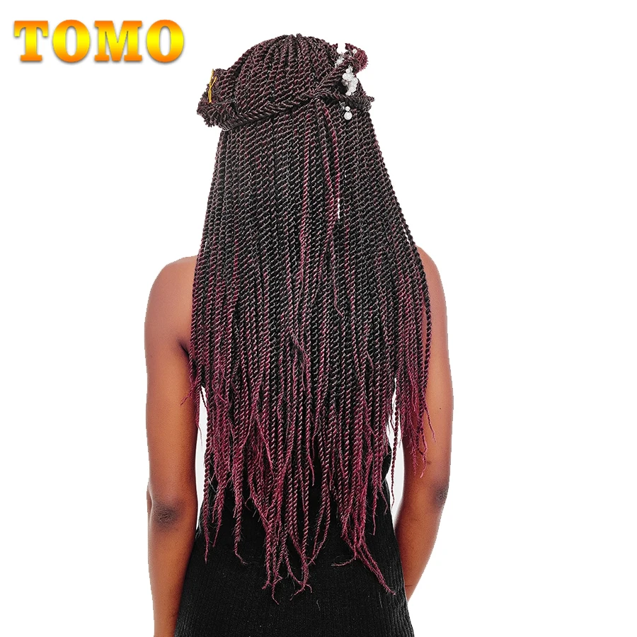 TOMO косы вязаный крючком ные 30 корней 14 "16" 18 "20" 22 "омбре Kanekalon Senegalese Twist плетение наращивание волос Jumbo косы