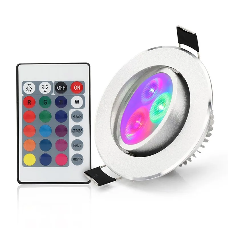 

6W RGB LED Ceiling Light Dimmable Wireless Remote Led Recessed Light 16 Colors Changing Led Light Bulbs AC 85-265V