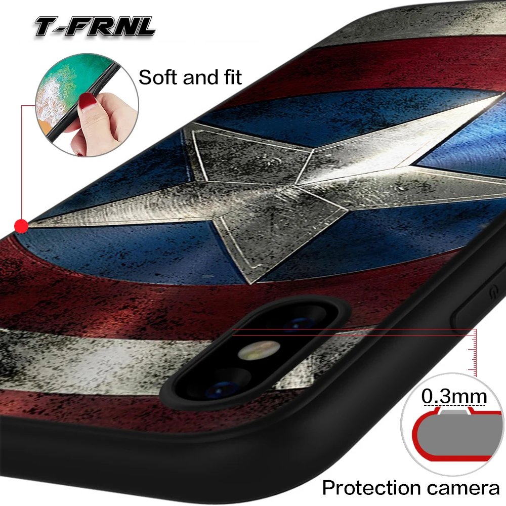 For coque iPhone 6S case 5 5S SE 6 6S 7 8 Plus X case Captain America cover for iPhone XS Max case for iPhone XR case
