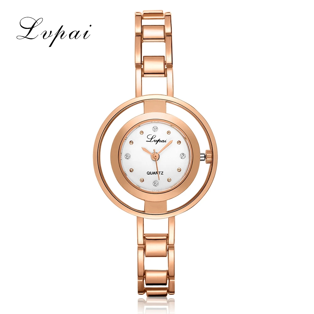 

LVPAI Brand New Arrive Fashion Luxury Alloy Quartz Wristwatches Women Dress Watches Ladies Skeleton Clock Women LP105