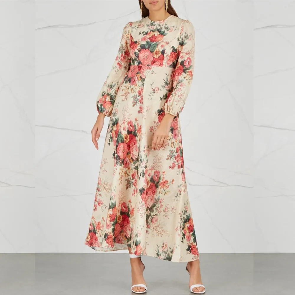 blouson sleeve maxi dress