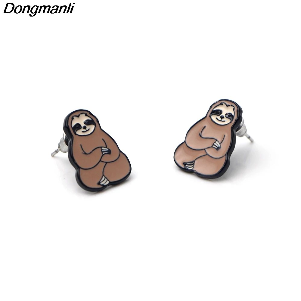 P2468 Dongmanli милые ленивые сонные серьги гвоздики для женщин детские с эмалью