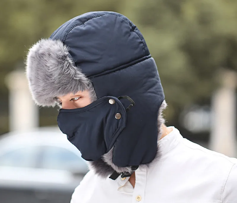 AETRUE Men/Women Balaclava Fur Bomber Hats