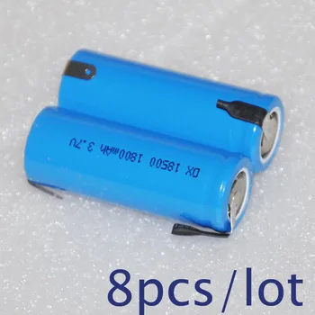 

8PCS 3.7V 18500 battery 1800mah rechargeable lithium ion li-ion cell with welding tab pins for electric shaver flashlight torch