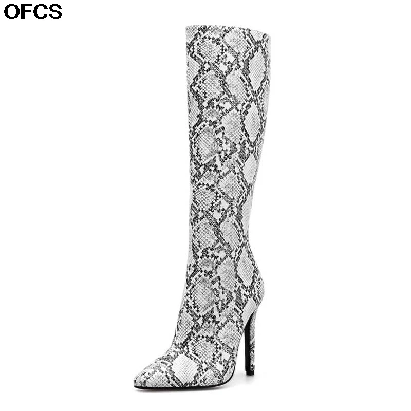 womens knee high snakeskin boots