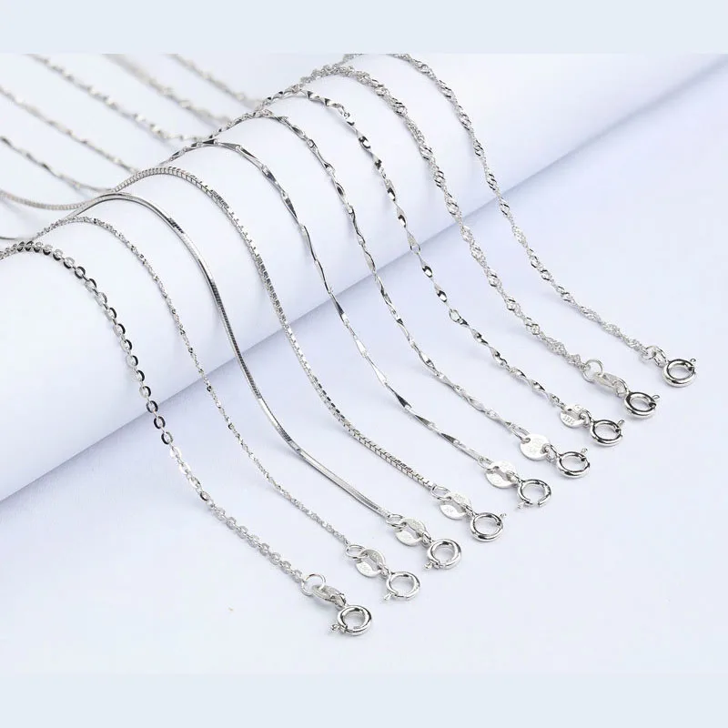 Yabel 9 Style Hot Sell Chain Necklaces Trendy Silver 925 Jewelry Accessories Diy Pendants Necklace 40cm/45cm Choker | Украшения и