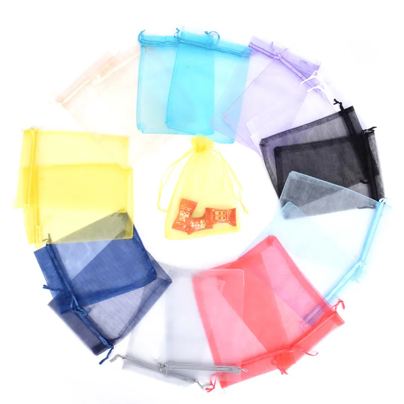 

50pcs 7x9 8x10 10x12CM 7 sizes Jewelry Packaging Bags & Pouches Drawable Multi-color Bags Favor Wedding Christmas Gift Bag