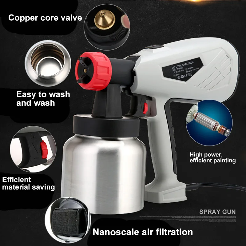 

Electric Paint Sprayers Adjustable Valve Knob 700ml Detachable Container for Car Home Painting QJ888