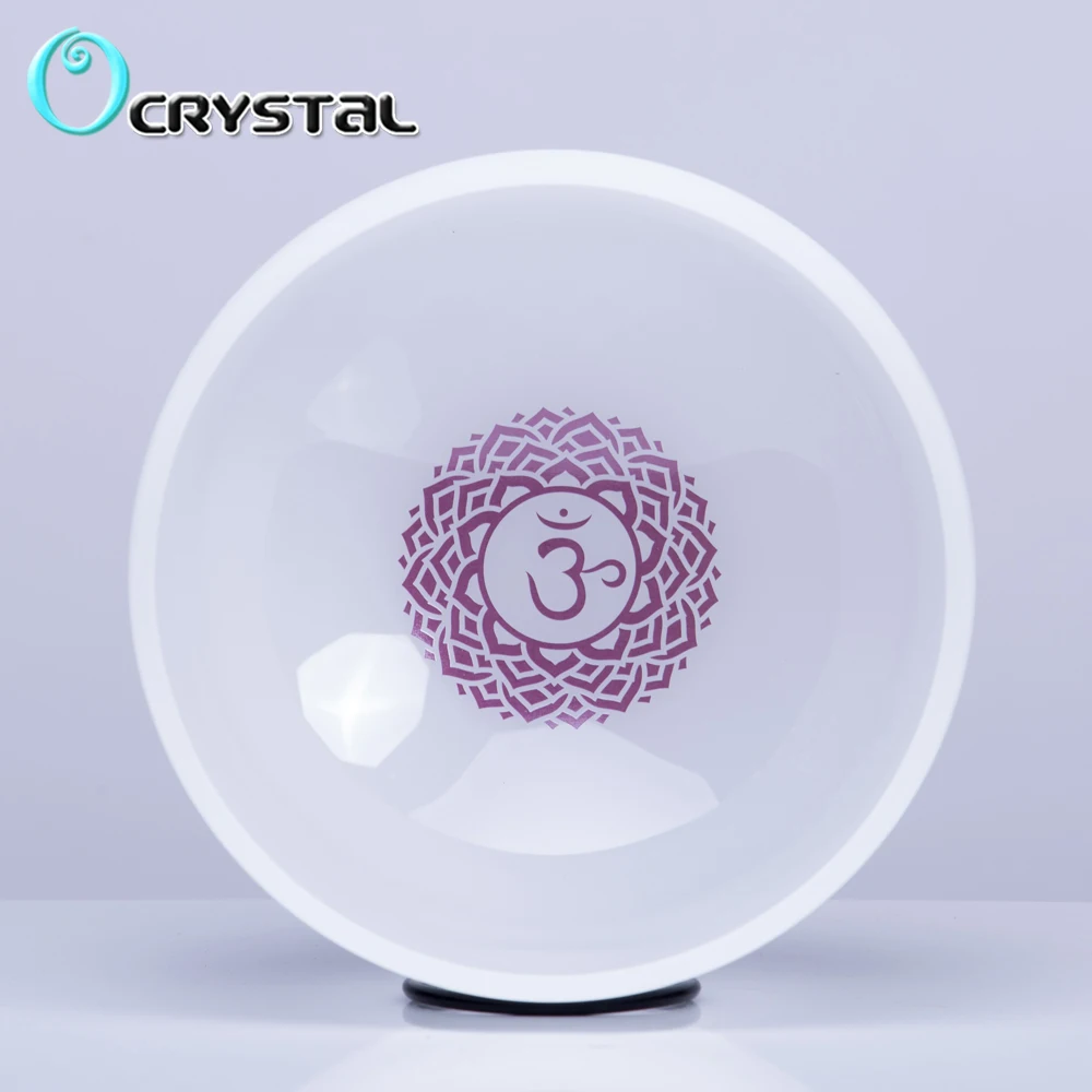 

12 Inch B Crown Purple Chakra Symble Pattern Quartz Crystal Singing Bowl Sound Healing Stone