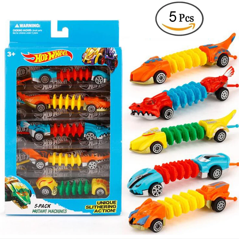 

5Pcs/Lot Children Toys Car Sliding Diecast Alloy Model Vehicle Extended Monster Chariot Mini Cars Toy Collection Scale 1:64 Boys