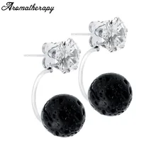 ЦИРКОНИЕВЫЕ серьги-гвоздики с натуральный вулканический камень диффузор серьги для женщин