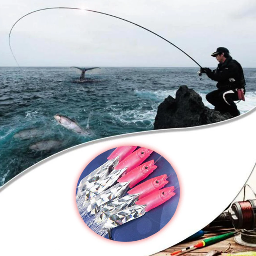 

5PCS Fishhooks For Swivel Fishing Artificial Silicone Bait False Skin Luminous Combination Fishhooks String Hook