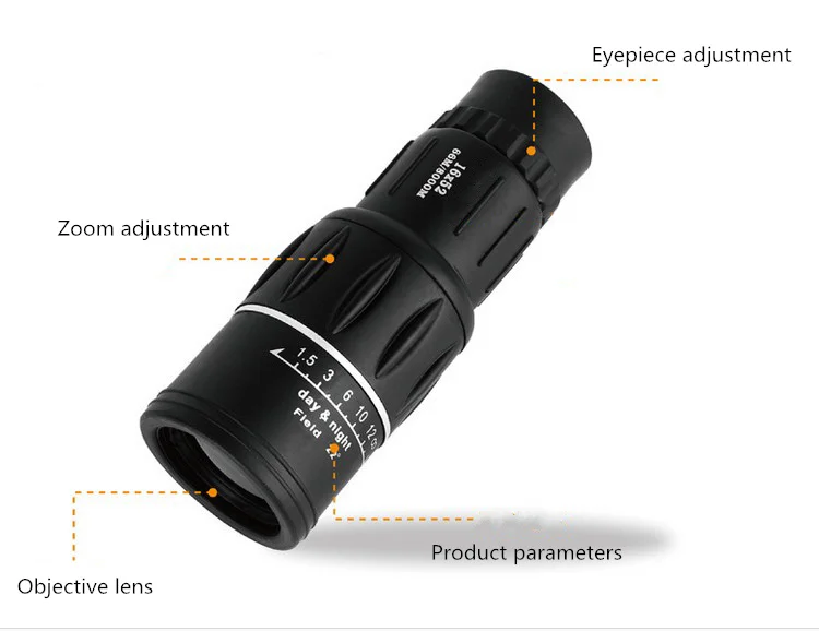 Новый универсальный оптический монокулярный телескоп высокой мощности Портативный низкий свет ночного видения 16X52 Регулируемый