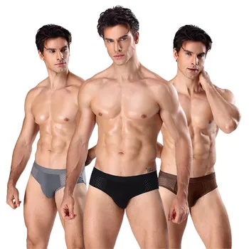 

Mens Sexy Underwear Men's Modal Briefs Mesh Breathable Underwear Asian Size L-XXXL Solid Color Briefs Underpants