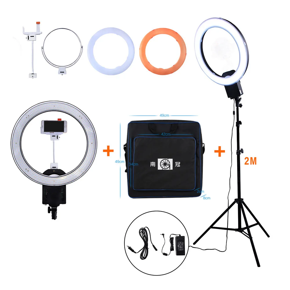 

NanGuang CN-R640 19" 5600K Dimmable Camera Ring Video Light Lamp 640 LED Photography Photo Studio phone with Stand Mirror Bag