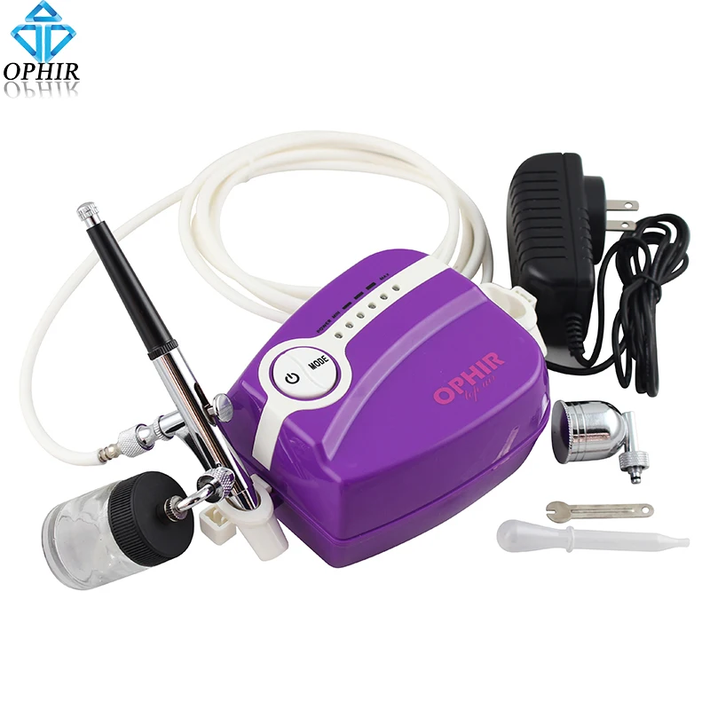 

OPHIR Free Shipping 12V DC Portable White Mini Air Compressor Dual Action Airbrush for Hobby Cosmetics Tattoo #AC094W+AC005