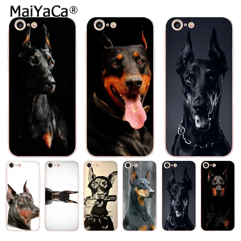 MaiYaCa для iPhone 8 7 6 6S Plus X XS MAX XR 5S 12pro 11pro max чехол с черным животным Doberman Pinscher собакой