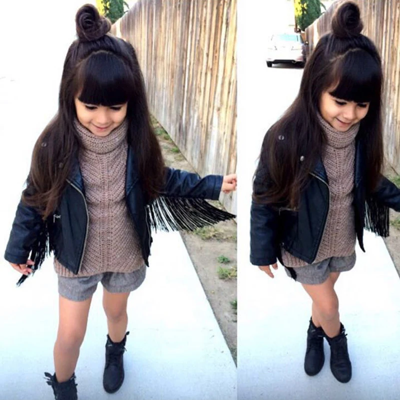 Jaquetas para Meninas do Bebê Cabolsa de Couro do Plutônio Jaqueta para Meninas Moda Primavera Jaqueta Borla Crianças Outerwear Cabolsa Outono Roupas 14 jacket for baby girl