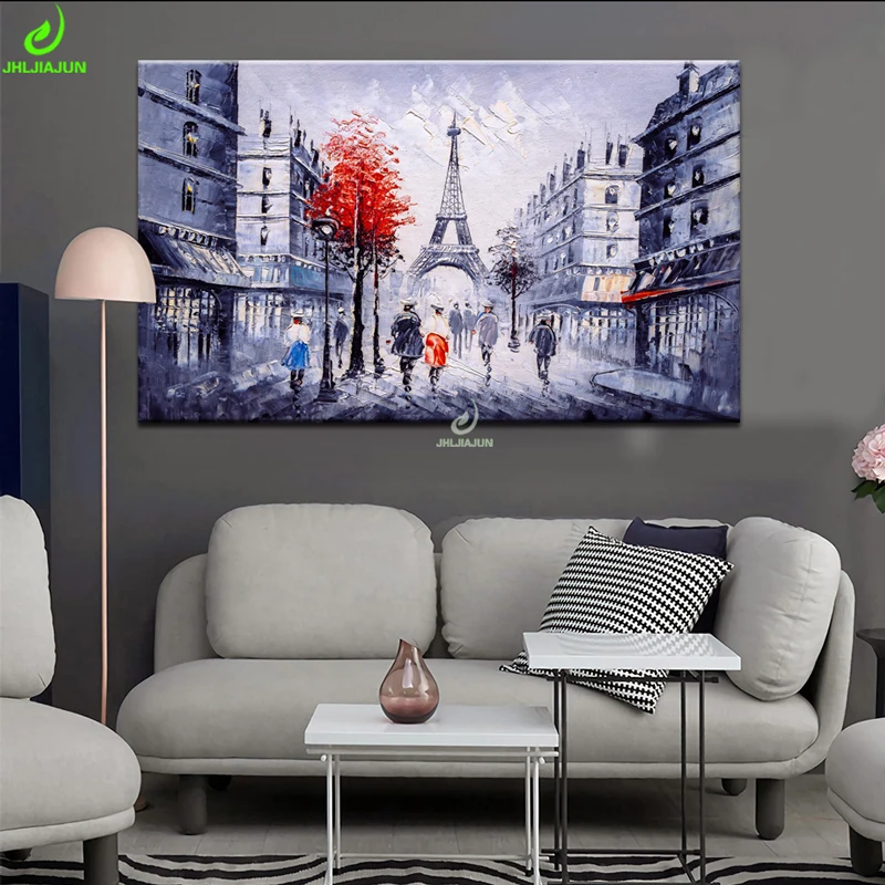 JHLJIAJUN Canvas Oil Painting Walking Paris City Nordic Colorful Modular Wall Art Print And Poster Study Living Room Home Decor | Дом и сад