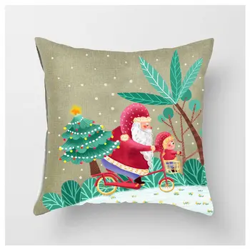 

New Year Christmas Decorations For Home Snow Decor For Home Decoration Accessories Natal Navidad Encryption Cushion Cover Flax