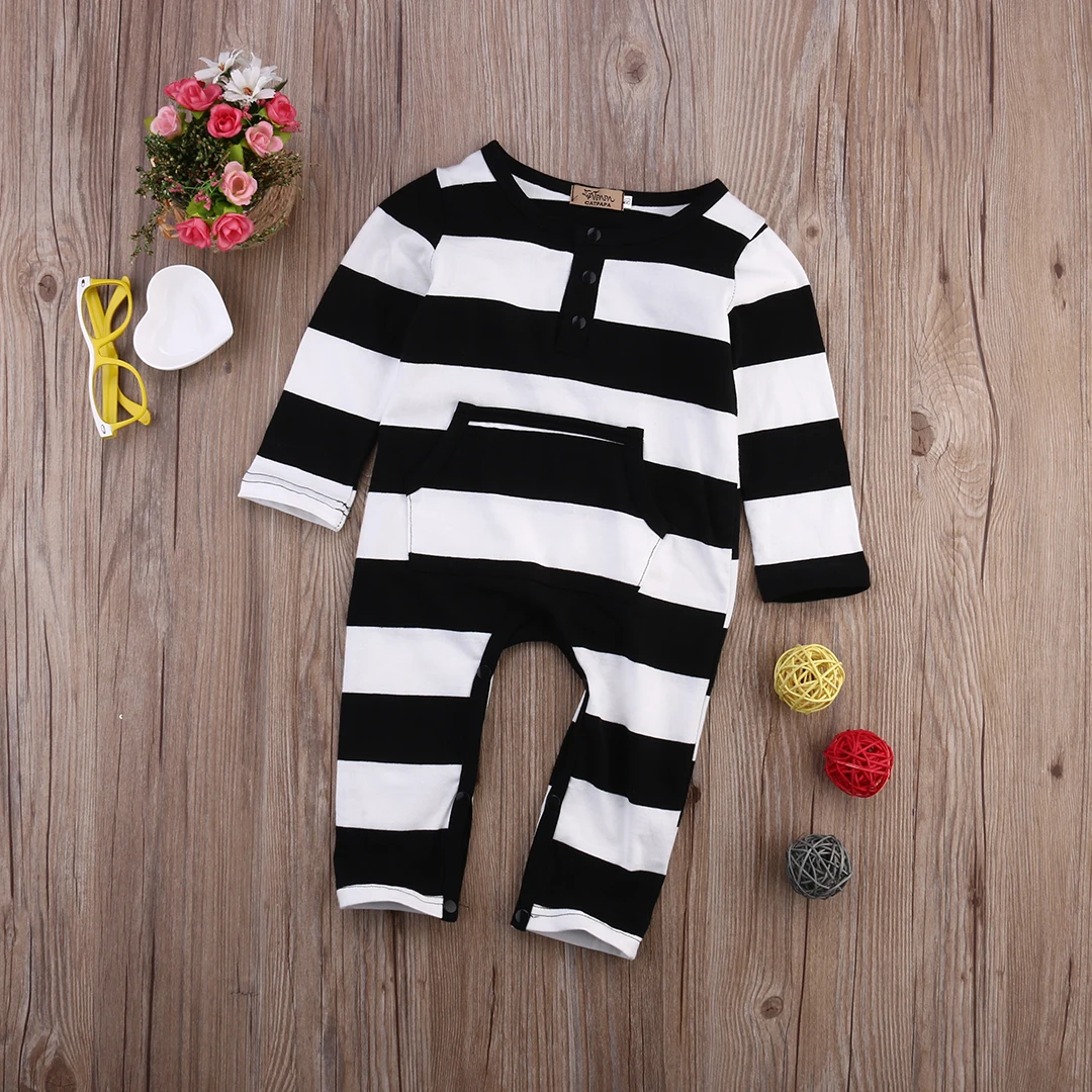 

Striped Infant Baby Boy Girl Kids Cotton Long Sleeve Romper Jumpsuit Winter Clothes Outfit
