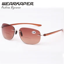Легкие Читателей Rimless Бифокальные очки для чтения Очки Ж/чехол + 1.0 + 1.5 + 2.0 + 2.5 + 3.0 + 3.5