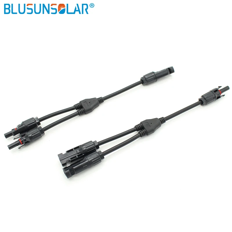 BLUSUNSOLAR 1 Pair IP67 MC4 2 to 1 Y Branch Connector 4.0mm Cable Connecting Solar System in Parallel