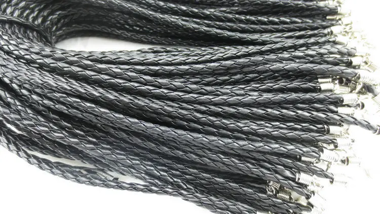 20 unids negro trenzado de cuero de la PU collar weave cadena complementos joyas cuerda accesorios joyas collares piezas