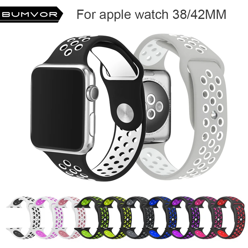 BUMVOR NEW 44/40MM 42/38MM S L size Silicone Sports Colorful wrist band for Apple Watch Strap for iwatch Series 4&3&2&1 Bracelet