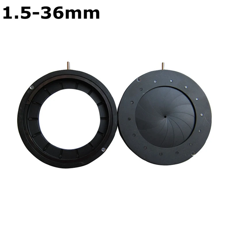 

Enlarged Diameter 1.5-36 mm Zoom Optical Iris Diaphragm Aperture Condenser with 14 Blades for Digital Camera Microscope Adapter