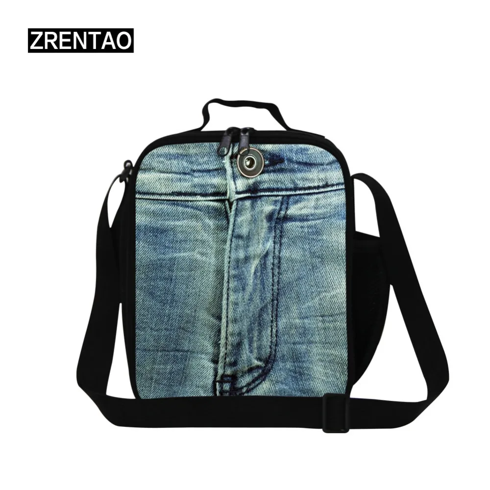 Small Bento Denim Lunch Cooler Bag Insulated For School Student Lunch