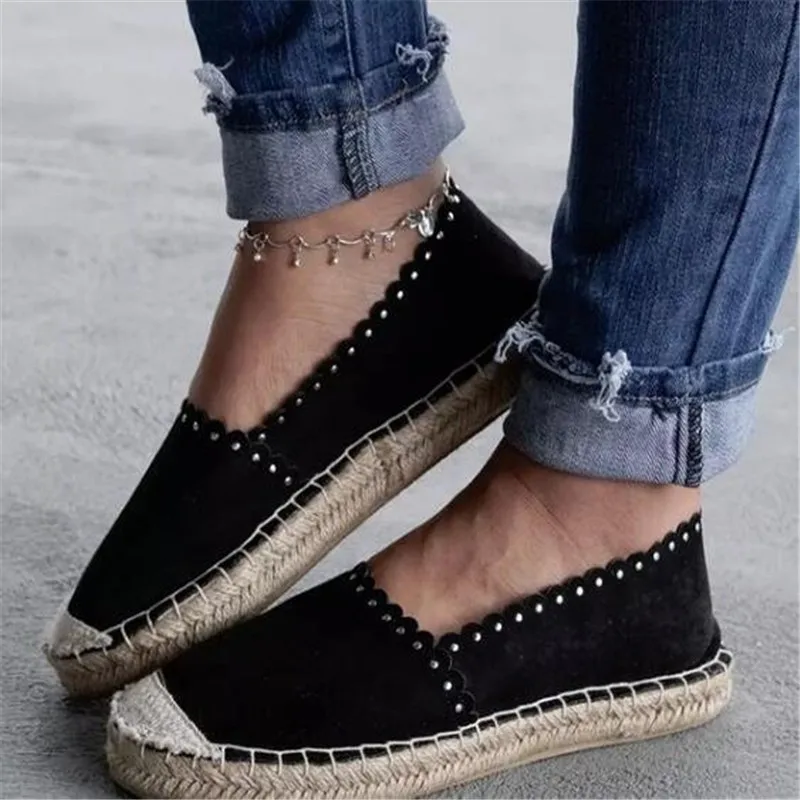 

Oeak Breathable New Women Shallow Mouth Espadrilles Flats Solid Moccasins Femme Flat Bottom Linen Cloth Non-slip Fisherman Shoes