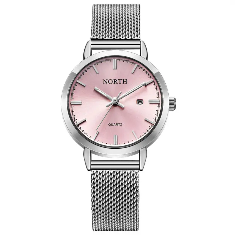 Reloj Mujer NORTH женские часы люксовый бренд золотые кварцевые женские часы Женская мода платье браслет водонепроницаемые часы для жены - Цвет: Pink