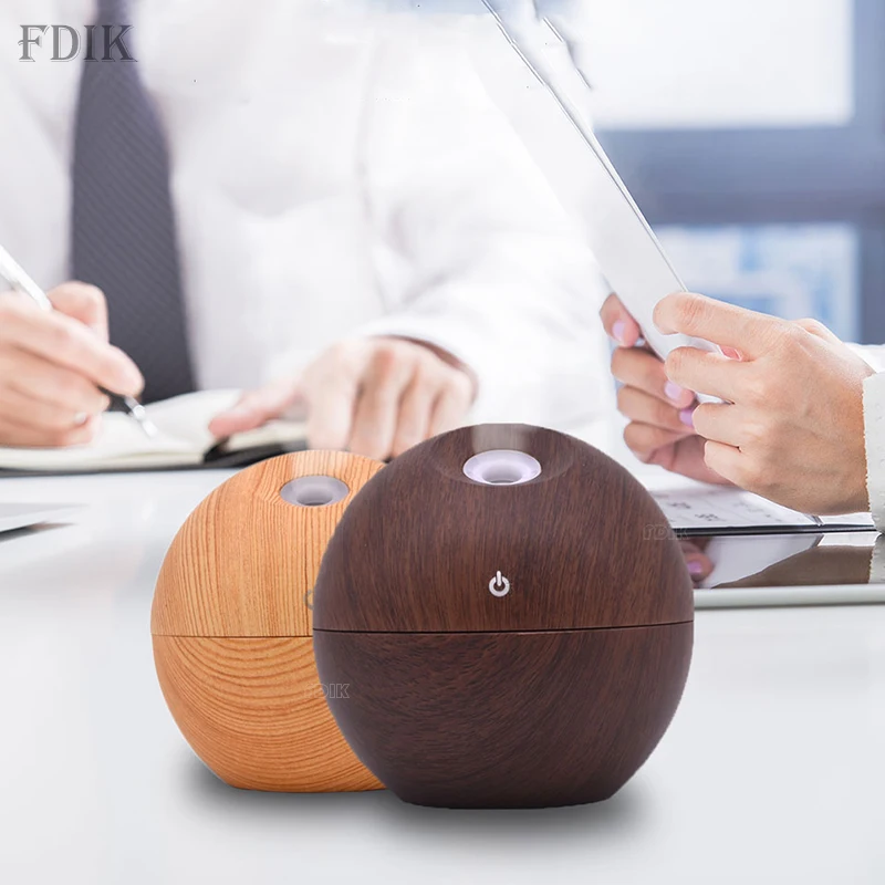 

USB Wood Grain Essential Oil Diffuser 130ml Ultrasonic Humidifier Household Aroma Diffuser Aromatherapy Mist Maker with LED