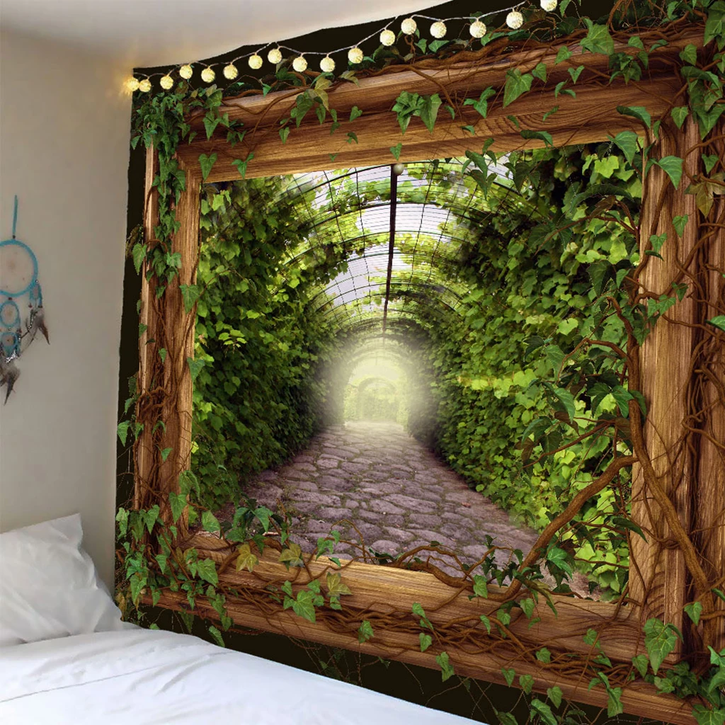 Fashion Wall Tapestry Beautiful Pictures Art Mural Hanging Decoration Forest Round Vine Trail Pattern for Living Room Bedroom