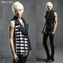 Mixcubic Лето осень британский стиль костюмы белая стрелка жилет Мужская Повседневная Тонкий Сращивание асимметрия жилет для мужчин M-XL
