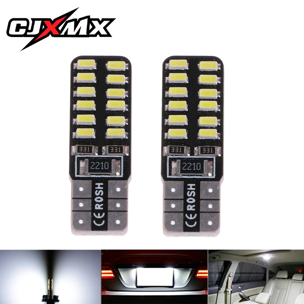 

CJXMX 2PCS T10 LED Bulb 3014 24SMD 194 168 W5W Car Signal lamp 12V Turn Signal License Plate Light Trunk Lamp Clearance Lights