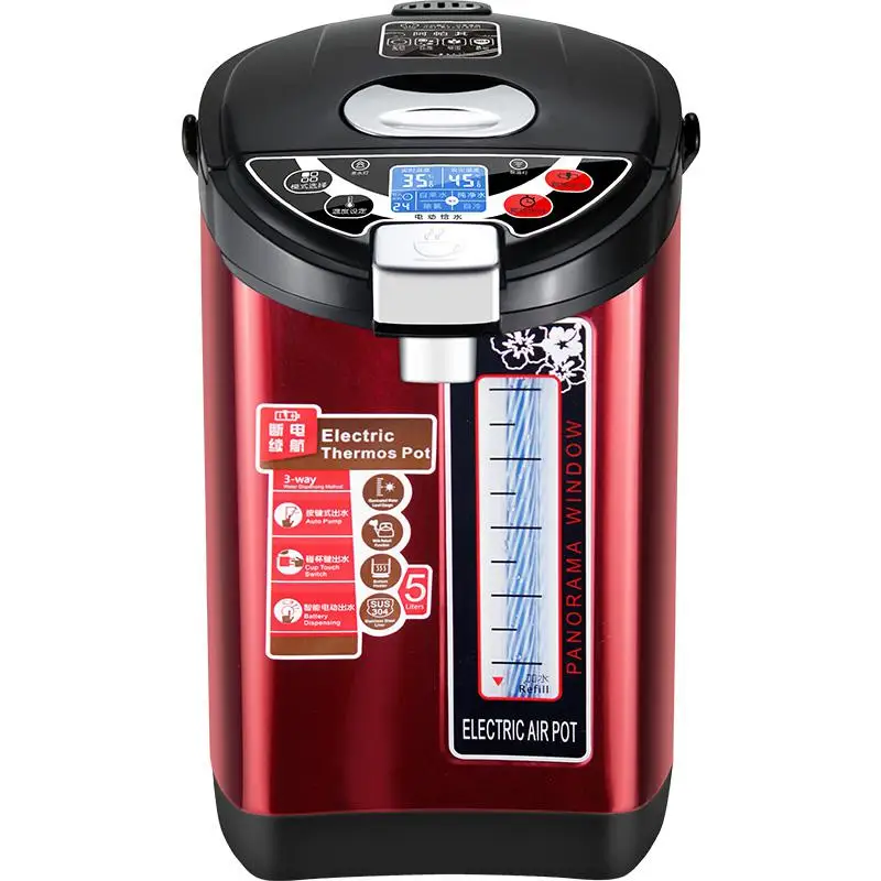 Термос бутылка для воды домашний 304 Нержавеющая сталь изоляция 5л Электрический чайник безопасность функция автоматического отключения - Цвет: Красный