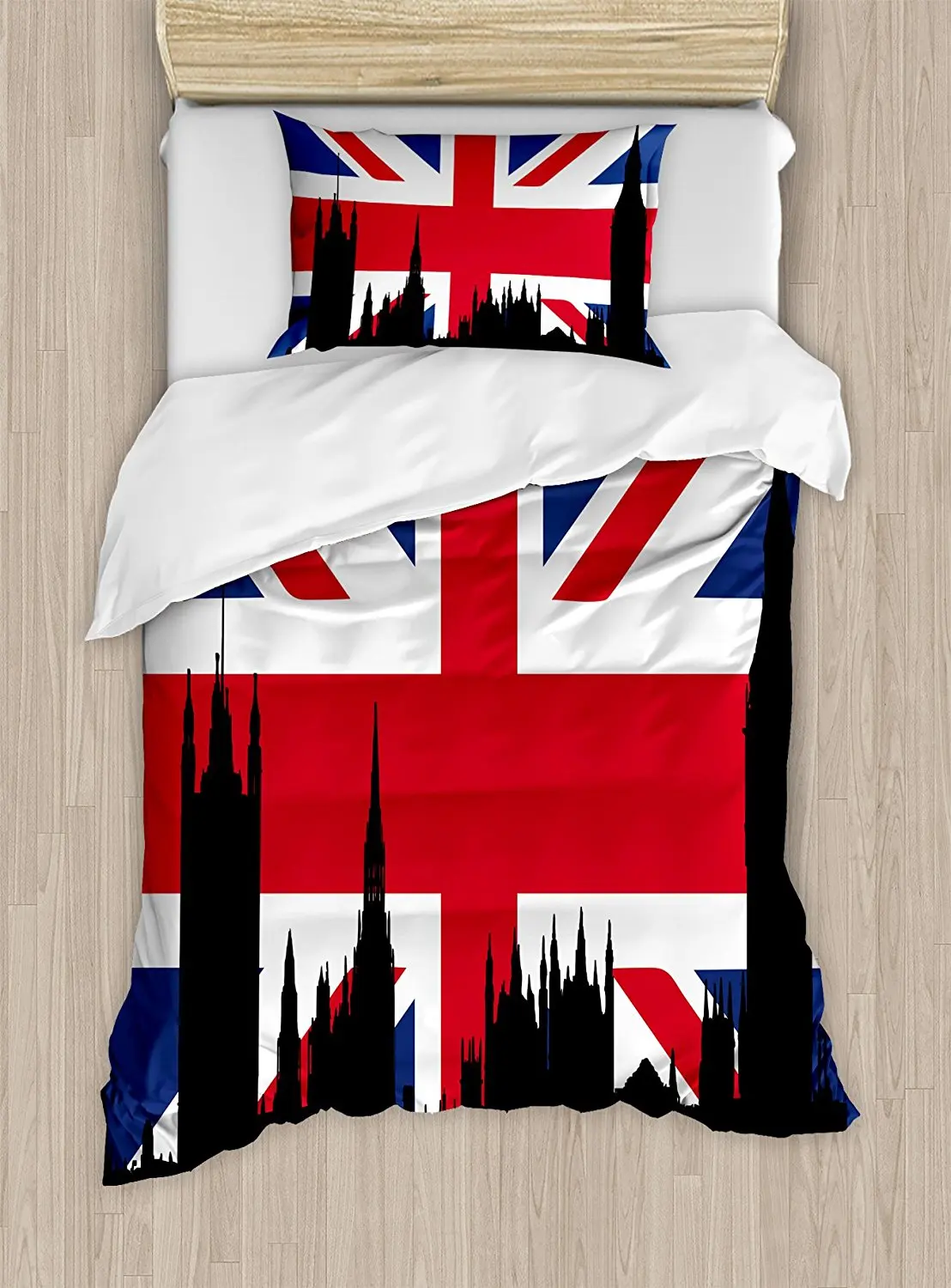 Union Jack Duvet Cover Set Houses Of The Parliament Silhouette On