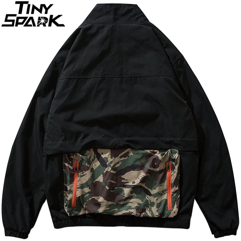 2019 Men Hip Hop Jacket Streetwear Camouflage Jacket Windbreaker Harajuku Retro Tactical Military Camo Track Jackets Coat Zipper