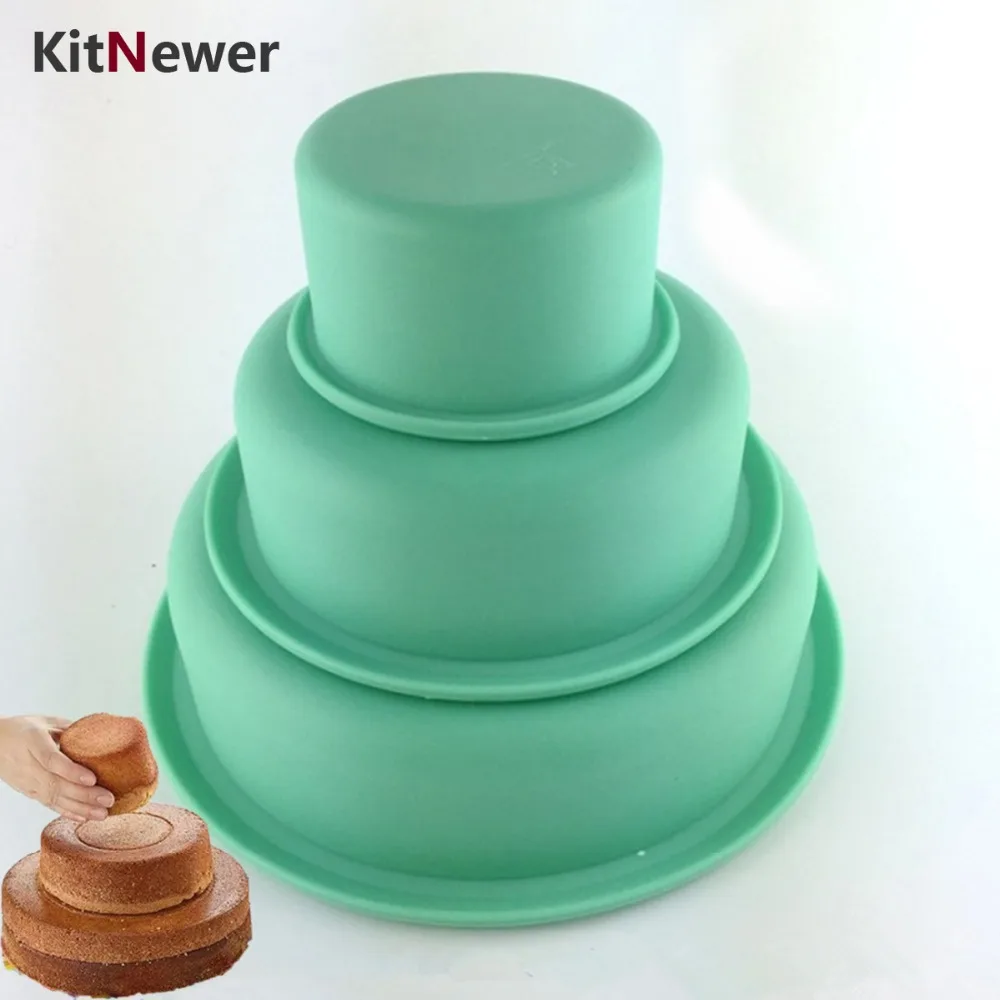 

KITNEWER Three Layers Cake Mould Silicone Baking Pizza Mold Cake Decorating Tools