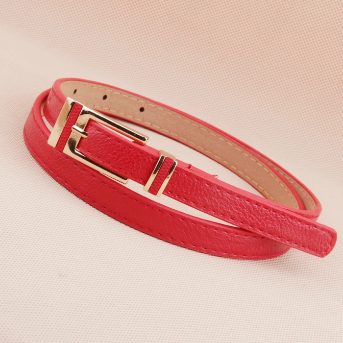 

Newest popular designer belts fashion cinturon mujer Punk PU leather bright color pins buckle thin strap waist belt female women